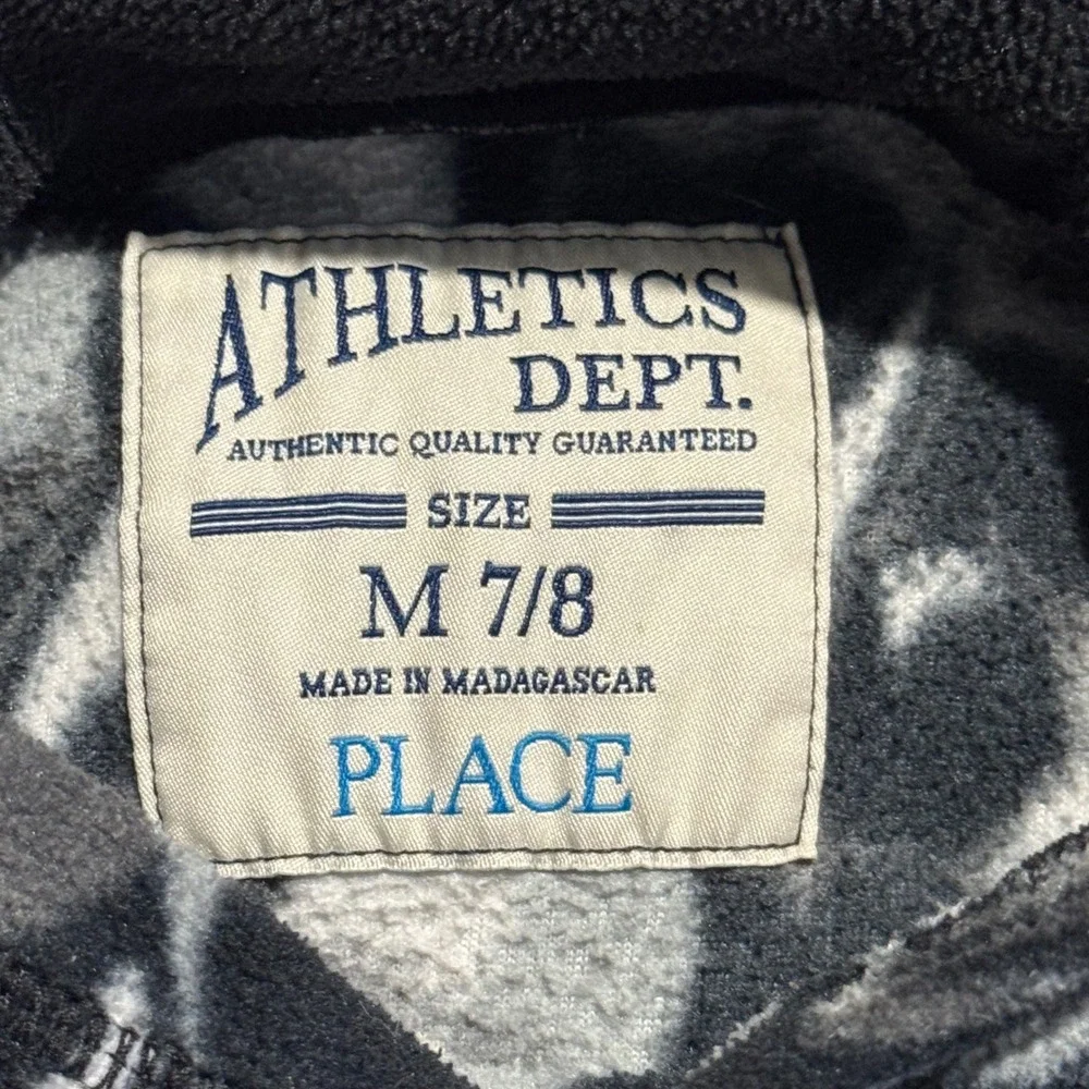 Boys‎ Youth M 7/8 Fleece Hoodie Sports Print Football Soccer Baseball Gray Black